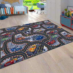 Dywan Ulice Miasto Auta Cars 160x200 szary popiel