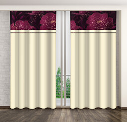 Zasłona na kołach z nadrukiem w peonie ZKMK-022