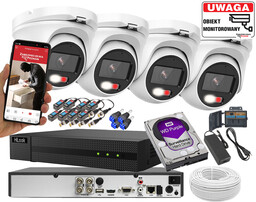 Zestaw do monitoringu posesji 4x kamera kopułowa Hybrid