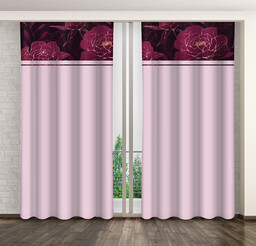 Zasłona na kołach z nadrukiem w peonie ZKMK-024