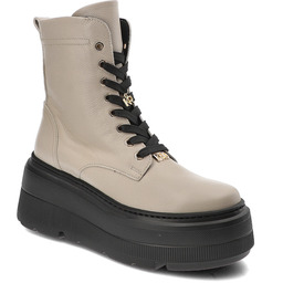 Karino Beżowe Botki Stylowe Obuwie Damskie Na Platformie