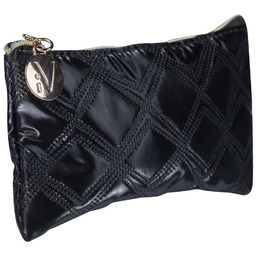 INTER-VION Gold & Black mała kosmetyczka pikowana Czarna