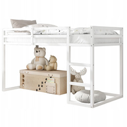 Łóżko Dziecięce Piętrowe Z Barierką 90X200 Białe Antresola