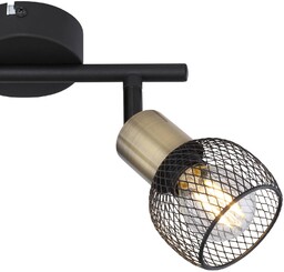 Globo Lampa sufitowa Fiastra czarna/stary mosiądz 2-pkt.