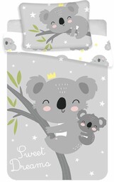 Pościel bawełniana 100x135 Miś Koala gwiazdki 7554 biała