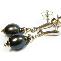 Prawdziwe Perły Pawie Kolczyki Srebro