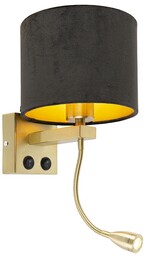 Nowoczesna lampa ścienna mosiężna z abażurem z czarnego