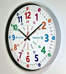 Zegar edukacyjny plastikowy srebrny 35cm