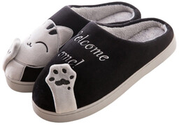 Kapcie Damskie Welcome Home z kotem Czarne 38/39