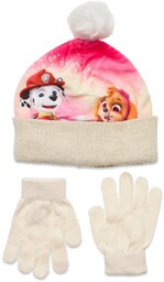 Komplet czapka rękawiczki Nickelodeon Paw Patrol zimowy kremowy