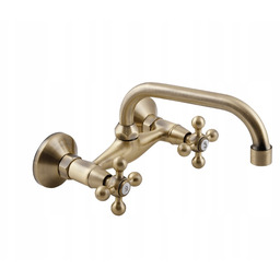 Bateria Umywalkowa Ścienna Stilo Mosiądz Antyczny Ceramiczna Retro