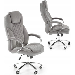 Szary Szeroki Fotel biurowy obrotowy King 2 Halmar