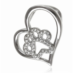 Rodowany srebrny wisior wisiorek serce serduszko psia kocia