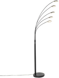 QAZQA Designerska lampa stojąca czarna w tym 5-punktowy