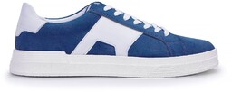 Męskie sneakersy z kontrastową podeszwą granatowe