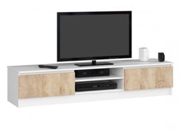 Szafka rtv, NOVA 160x40x33 cm, biel, dąb sonoma,