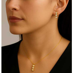 Komplet damski złoty cyrkonie delikatne stal chirurgiczna