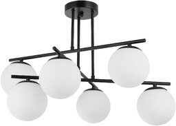 LAMPA SUFITOWA WISZĄCA ŻYRANDOL NOWOCZESNA CZARNA BIAŁE KULE