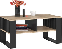 Elior Stolik kawowy z lamelami czarny + dąb