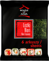Algi Listki Nori do sushi 6 sztuk -