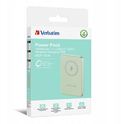 Powerbank Verbatim z ładowaniem bezprzewodowym 10000 mAh zielony