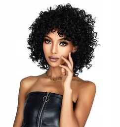 Peruka czarna afro loki kręcone włosy curly