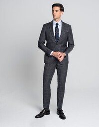 Marynarka do zestawu cave szara w kratę slim