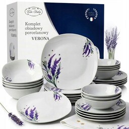 Serwis Obiadowy Porcelana Zestaw Kpl Talerzy 18 El