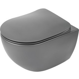 DEANTE Miska WC podwieszana PEONIA antracyt, titanium bezkołnierzowa