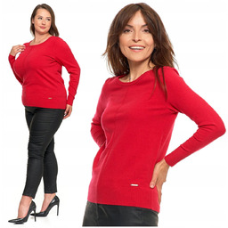 Czerwony Sweter Damski Lekki Sweterek na Jesień Elegancki