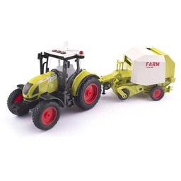 Traktor z przyczepą, belownica siania, ciągnik