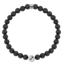 Bransoletka męska znak zodiaku czarna lawa wulkaniczna Strzelec