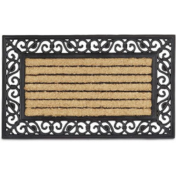 Relaxdays Wycieraczka z kokosa i gumy z paskami