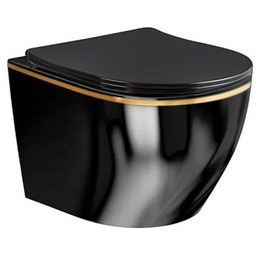 Czarna miska wc złoty rant wisząca Rimless 4.0