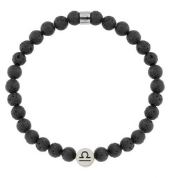 Bransoletka męska znak zodiaku czarna lawa wulkaniczna Waga