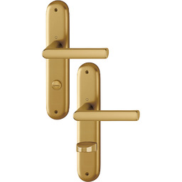 Hamburg - Komplet klamek aluminiowych długi szyld, WC,