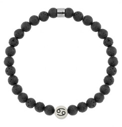 Bransoletka męska znak zodiaku czarna lawa wulkaniczna Rak