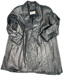 Skórzany czarny płaszcz damski Deerskin L