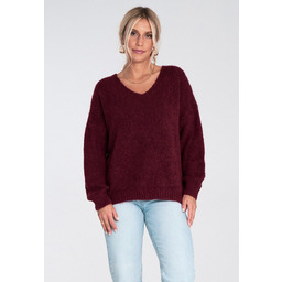 Damski luźny sweter oversize z dekoltem V