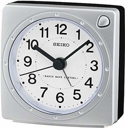 Seiko QHR201S Unisex analogowy budzik plastikowy biały, Srebrny,