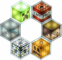 Paladone Minecraft Sześciokątne światła LED, wolnostojące lub montowane