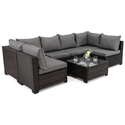 Zestaw mebli ogrodowych ALVANI dla 6 osób, brązowy,