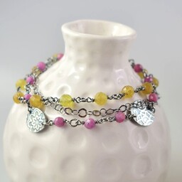 Pakamera Rubin z apatytem w srebrze - bransoletka