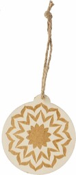 Sunnysue 102-42-2 drewniane zawieszki bombka bożonarodzeniowa ornament, naturalne