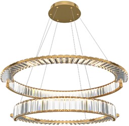 KRONE Lampa wisząca złota okrągła podwójna H147.6cm fi80.5cm