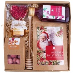 KOSZ PREZENTOWY ŚWIĄTECZNY BOX PREZENT ŚWIĘTA malinowy syrop