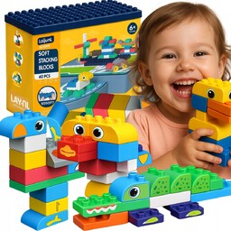 Klocki gumowe miękkie sensoryczne konstrukcyjne duże zestaw 60