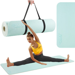Mata do ćwiczeń i jogi TPE 10mm miętowo/szara