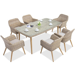 Ekskluzywny zestaw jadalny z technorattanu Kordoba piaskowy