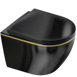 Czarna miska wc złoty rant wisząca Rimless 4.0